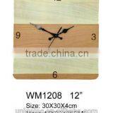 Square MDF Wood 9mm Thickness Wall Clock for Decor