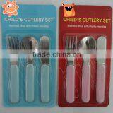 3 Pcs Stainless Steel With Plastic Handle Kids Cutlery