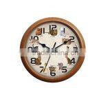 10" Wooden Clock Cat Sound Plastic Wall Clock thumbnail-1