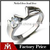 Factory Hot Selling Polished Silver Stainless Steel Crystal Love Crystal Ring Jewelry for Women thumbnail-1
