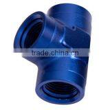 1/8 Inch Aluminium Hose Fitting Blue NPT Female Tee thumbnail-1
