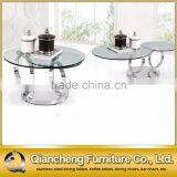 2017 Glass Top Round Fold Coffee Table Extendable Tea Table thumbnail-3