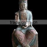Oriental Indian Style Wooden Carved Buddism Statue Sakyamuni Statue thumbnail-2