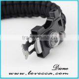 Black Multifunctional Compass Thermometer Clasp Paracord Bracelet thumbnail-3