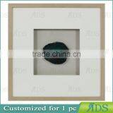 Shadow Box Frame With A Light Gray Wash And Encasing Colorful Natural Agate Under Glass thumbnail-1