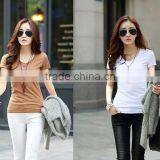 Cotton Women's T-shirt ;V Collar T-shirt; T-shirt thumbnail-4