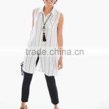 Women's Collared Button-front Sleeveless Shirt thumbnail-3