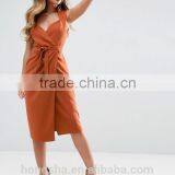 Self-tie Belt Sweetheart Neck Shawl Collar Wrap Dress HSH 6140 thumbnail-2