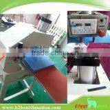 Pneumatic semi-auto double station heat press printing pyrograph machine