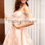 Custom Off Shoulder Flower Mesh Summer Dress Women Elegant High Waist Mini Dress Fashion Strapless Party Dress thumbnail-2