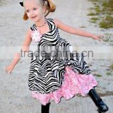 2016 new arrival zebra prints fluffy dress easter girls outfit clothes sets