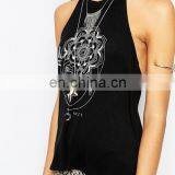 2017 Hot Selling Floral Print Girls High Neck Backless Vest T Shirt thumbnail-4