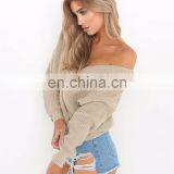 Wholesale Stocks Women Sexy Backless V Neck Batwing Long Sleeve Knit Sweater thumbnail-2