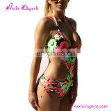 Wholesale No Moq Green Beach Open Beautiful Printed Woman Saxi Bikini thumbnail-1