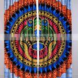 Indian Handmade Hamsa Fatima Mandala Wall Drapery Curtain Set Cotton Boho Drapes Window Decor Curtain Set thumbnail-3