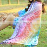 100% Cotton 7 Multicolours Phoenix Tail Design Winter Head Wraps and Shawls thumbnail-2