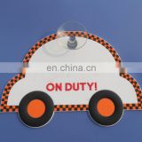 3D rubber cartoon car pvc baby on board with suction cup, ON DUTY rubber car window sticker sign baby on board