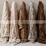 Fashionable Solid Ruched Faux Rabbit Fur Throw ,Good Quality  Ruched Fake Rabbit Fur  Blanket