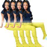 2020 Elastic Summer Stacked Leggings High Waist Sweatpants Women Joggers Bell Bottom Trouser Split Hem Flare Ruched Pant thumbnail-4