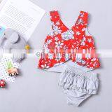 Flower Child Outfit Baby Girls Flower Clothing Set Toddler Infant Vest Tops Tutu Shorts 2pcs Clothes for 0-18m thumbnail-6