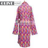 Wholesale Kimono Collar 100% Polyester Printed Super Soft Coral Bathrobe thumbnail-3