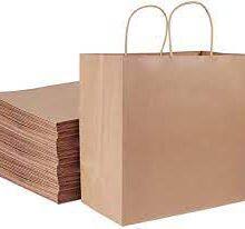 Large Paper Bags With Handles Natural Kraft Shopping Bag Packaging Carrier Bags thumbnail-1