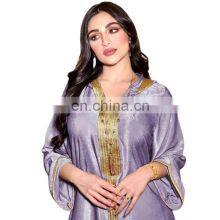 Middle East Dubai Champagne Hooded Lace Suede Robe Muslim Robe Female Abaya Ramadan thumbnail-1