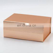 Custom Elegant Flat Fold Pack Bulk Magnetic Closure Rose Gold Gift Box With Ribbon Bow thumbnail-2