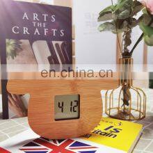 Wholesale Design Unique Animal Dog Shaped Children Desktop Bamboo Digital Alarm Clock thumbnail-3