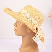 Summer Lace Tie Sun Hat Fur Brimmed Lafite Straw Hat Outdoor Travel Sun Visor thumbnail-4