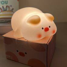 EGOGO Pig Silicone Baby Lamp Sensitive Tap Control Animal Induction Table Lamp Soft Smart Night Light For Kids thumbnail-2