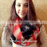 Best Selling Polyester America Flag Printed Infinity Fashion Lady Scarf Quality Choice