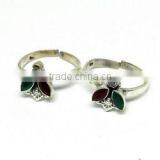 New ! Red Onyx_Green Onyx_White CZ 925 Sterling Silver Toe Ring, Gemstone Silver Jewelry, 925 Wholesale Toe Ring thumbnail-4