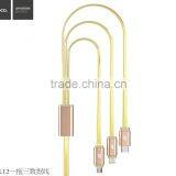 HOCO UPL12 3 IN 1 Cable Metal TPE 3 IN 1 Cable For Iphone/Micro Phone/Type c Device thumbnail-4