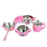 Tableware Wholesale Stainless Steel Color Bowls Set With Fork Spoon and Plastick Lid for Kids thumbnail-4