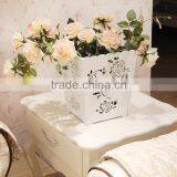 Decorative Cheap Laser Cut DIY Flower Pot With Elegant Flower Pattern thumbnail-3