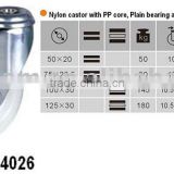 nylon castor with PP core plain bearing & roller bearing