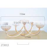 72cm Width X 23.5cm High Luxury Gold Semi-rotary Article Chroming Metal Base Crystal Candle Holder thumbnail-2