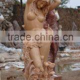 Naked Girl Woman Statue White Marble Hand Sculpture Carved For Home, Garden