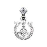 Peace Reverse 316L Surgical Steel Belly Button Ring thumbnail-1