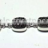 Coated Titanium Black Druzy Cushion 925 Sterling Silver Rough Bracelet, Designer Bracelet, Multi Stone Silver Bracelet thumbnail-1