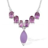 925 Sterling Silver Amethyst Gemstone Necklaces Customized Jewelry Manufacturer