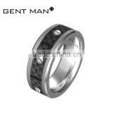 Wholesale Fashion New Design 8mm Tungsten Carbon Fiber Ring With cz thumbnail-2