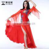 Wuchieal 2015 Belly Dance Performance Costumes Dress, Long Sleeves Sexy Dress Show Dance Wear thumbnail-1