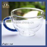 High Quality Multi-function Small Reusable Coffee Cup Sleeve Borosilicate Glass Tea Cupwith Blue Diamond Shank Unique Style thumbnail-1