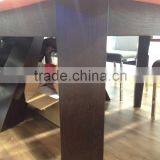 TB Rectangle Glass Top Wooden Dining Table Leather Chair Brown Wood Dinette Sets thumbnail-5