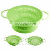 Collapsible Silicone Colander Green Kitchen Foldable Strainer thumbnail-1
