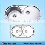 Round Steel Kitchen Bar Sinks With Double Bowls