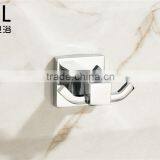 Square Design Zinc Alloy Chrome Plated Wall Mounted Bathroom Accessories Double Hooks-20635-2