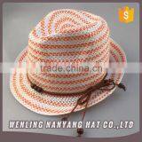Unisex Paper Straw Cheap Fedora Hat Custom Logo Band/Ribbon/Rope Hat thumbnail-5